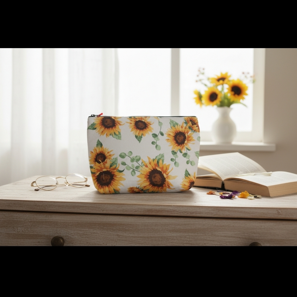 Sunflower Print Storage Pouch